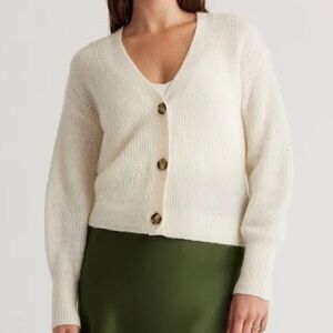 NWT Quince Baby Alpaca-Wool Cropped Cardigan size small quiet luxury minimalist